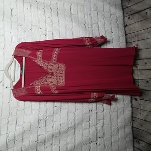 Blu Pepper Peasant-style Shirt Dress Cinched Sleeves Size Medium EUC